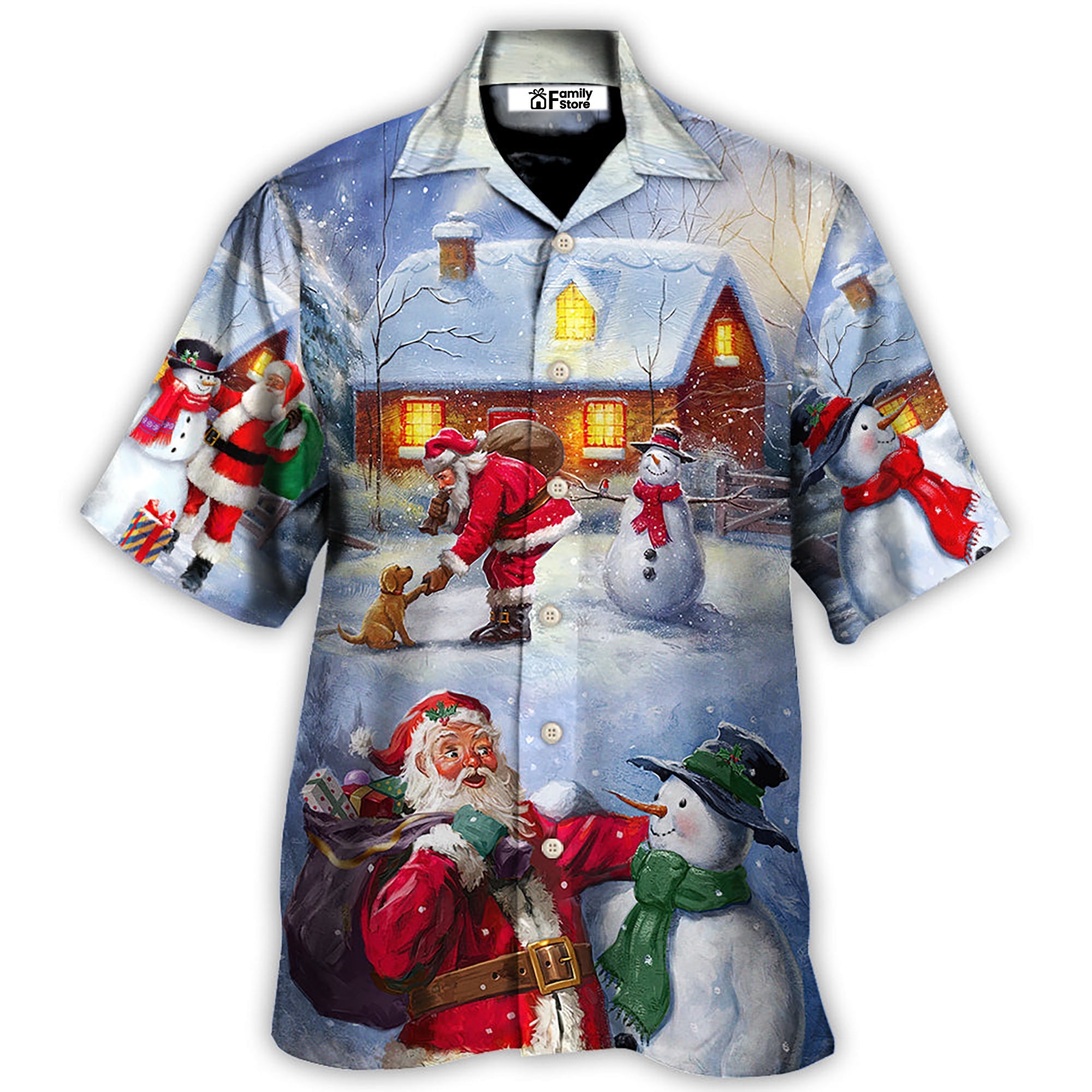 Christmas Santa Love Snowman In The Village Gift For Xmas - Hawaiian Shirt