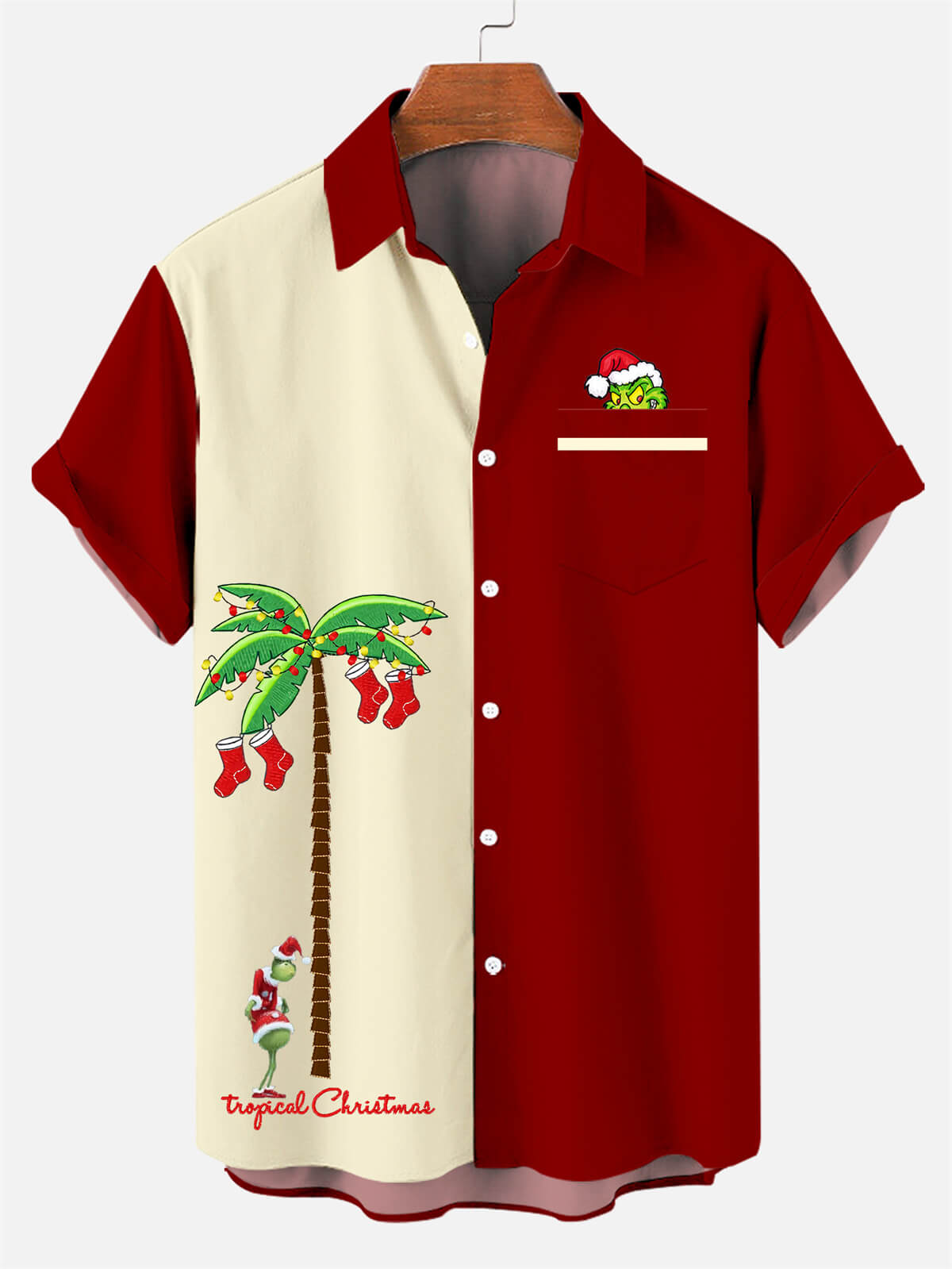 Men's Christmas Coconut Tree White Red - Hawaiian Shirt