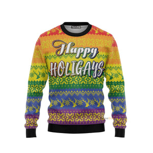 LGBT Gay Pride Happy Holigays Ugly Christmas Sweater