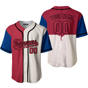 Personalized Cream Red Blue Split Fashion Baseball Tee Jersey