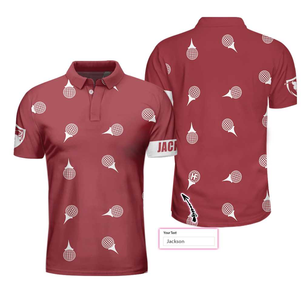 Personalized Red and White Golf Polo Shirt For Men