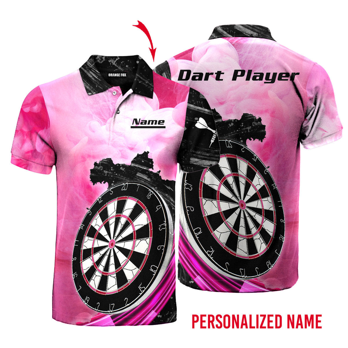 Personalized Pink Dart Player Polo Shirt For Men And Women
