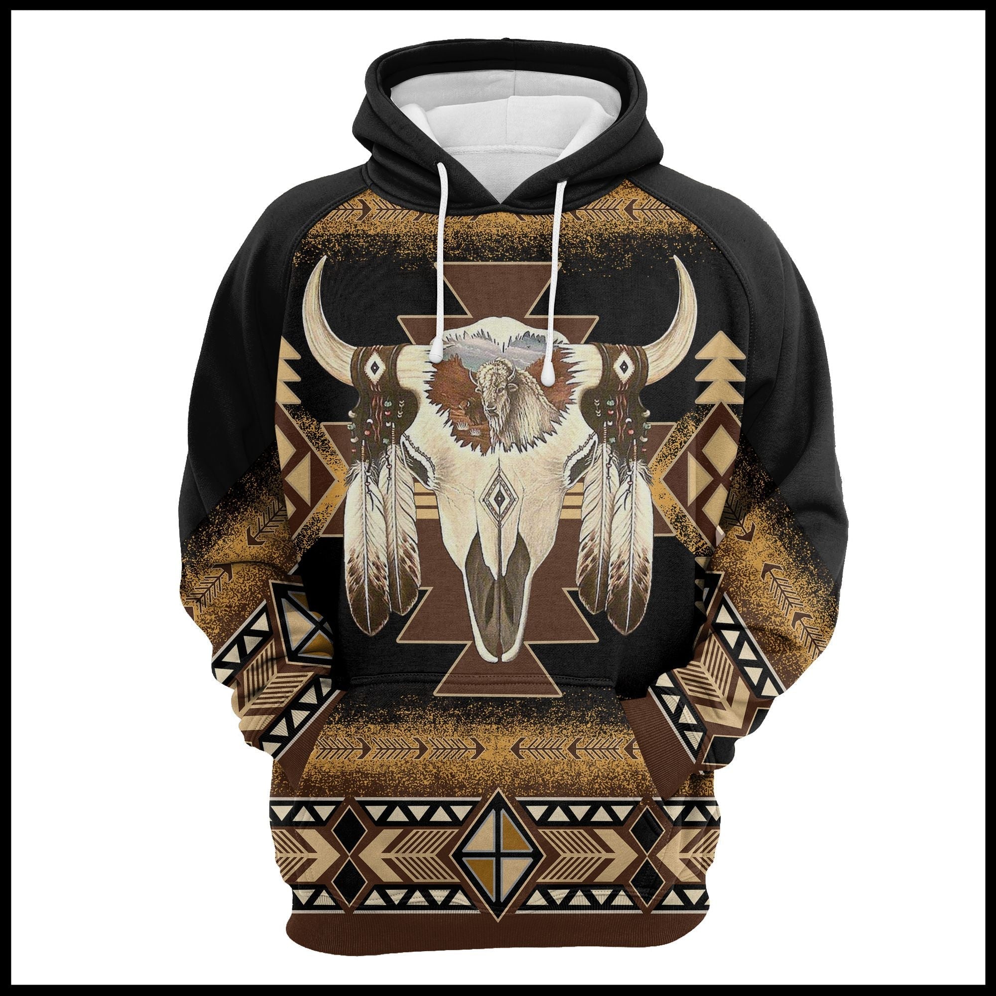 Native American Skull Pattern - Hoodie