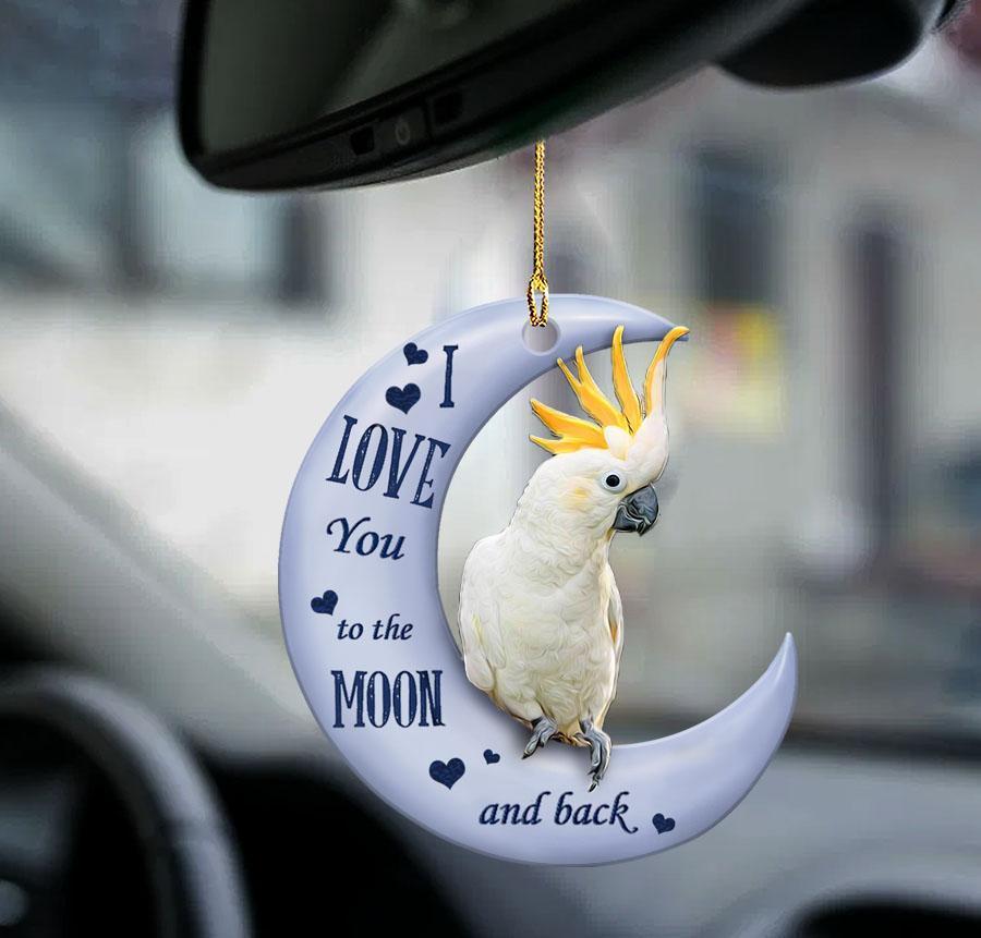 Citron Cockatoo Moon Back Two Sided Ornament - Gift For Bird Lover