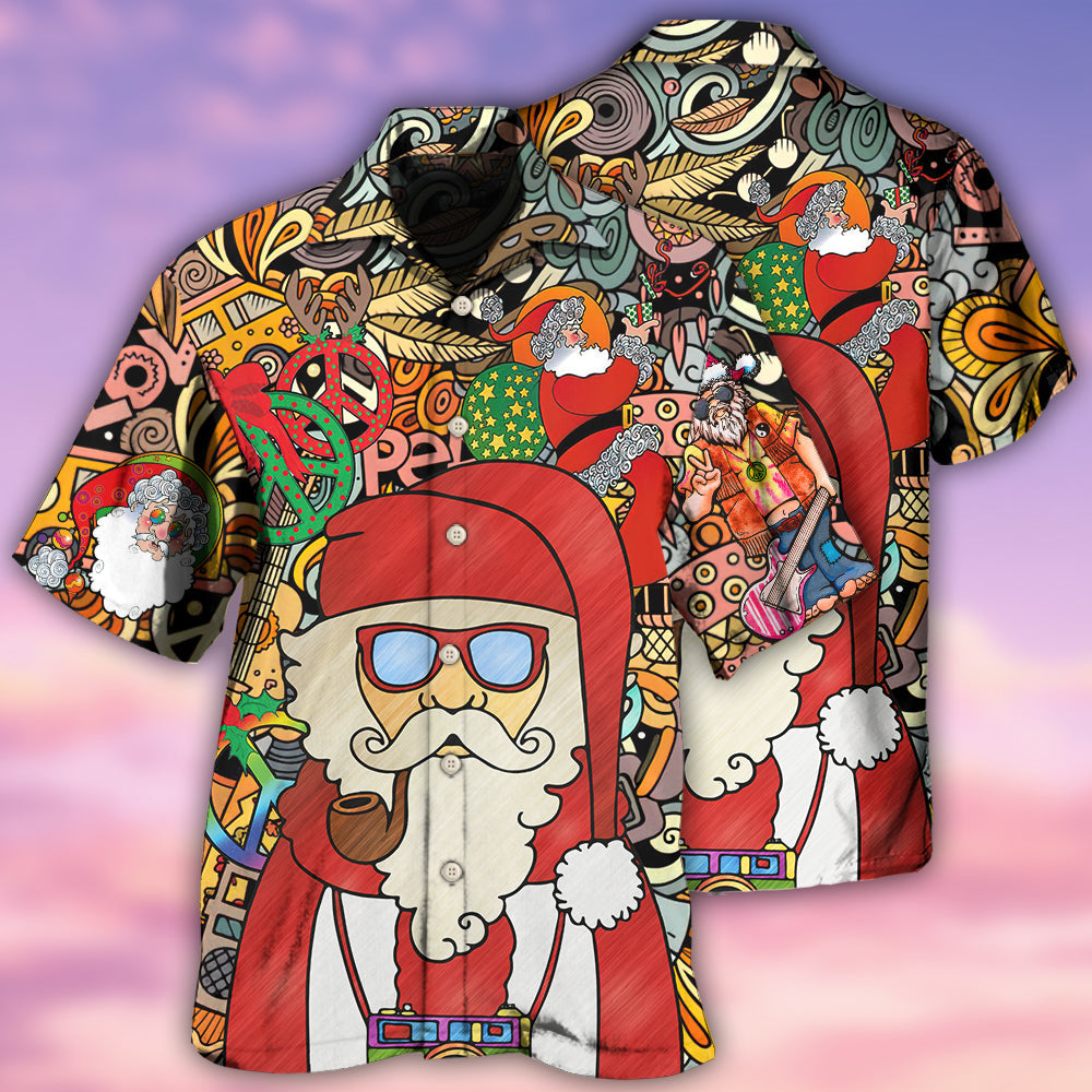 Hippie Santa Claus Merry Christmas - Hawaiian Shirt