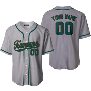 Personalized Gray Kelly Green Brown Baseball Tee Jersey