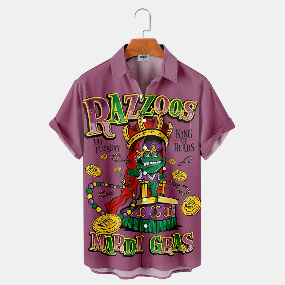 Mardi Gras Funny King Frog Razzoos - Hawaiian Shirt