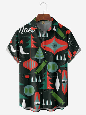 Christmas Pattern Noel Bird And Pine Tree - Hawaiian Shirt