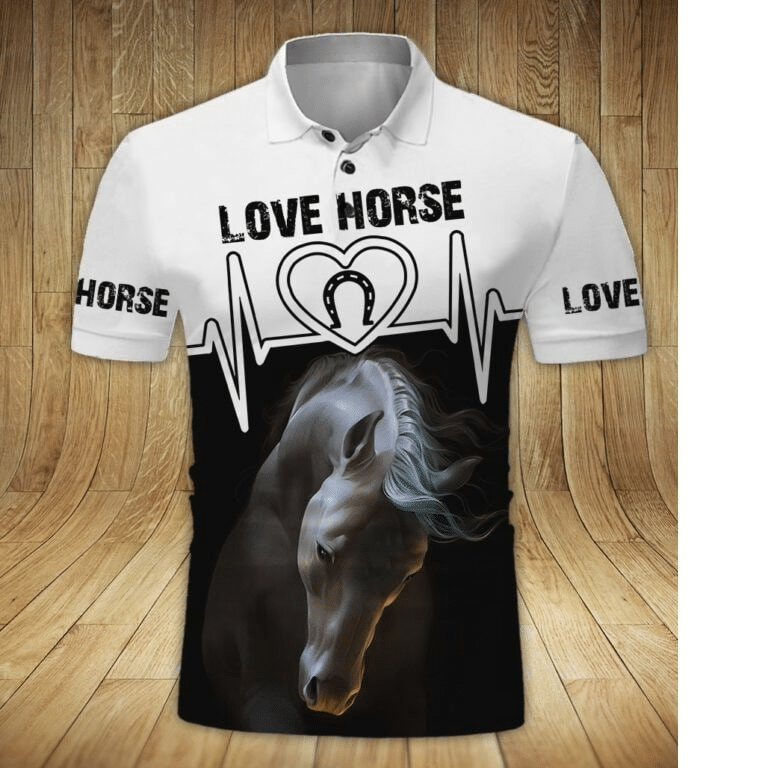 Love Horse In My Heart White Polo Shirt For Men