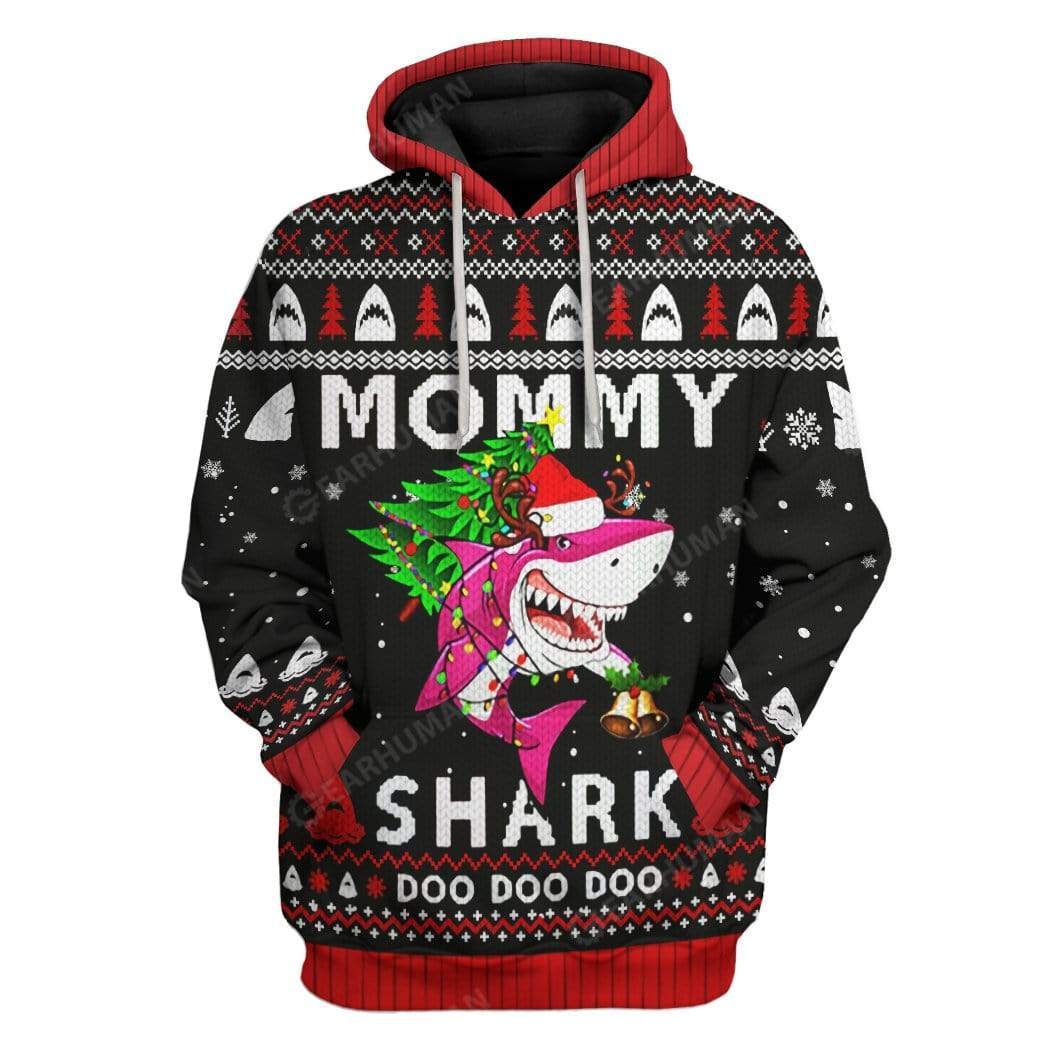 Christmas Mommy Pink Shark - Hoodie 