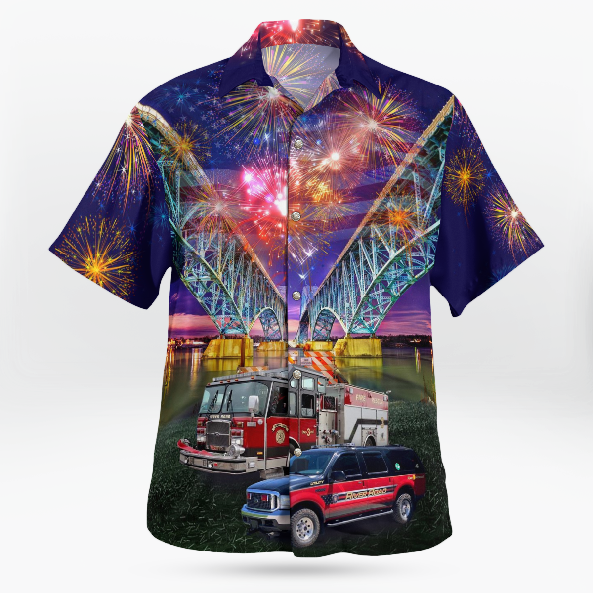 Town Of Tonawanda, New York, River Road Fire Co 4th Of July - Hawaiian Shirt