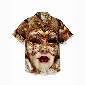 Mardi Gras Holiday Gold Mask Art - Gift For Family, Friends - Hawaiian Shirt