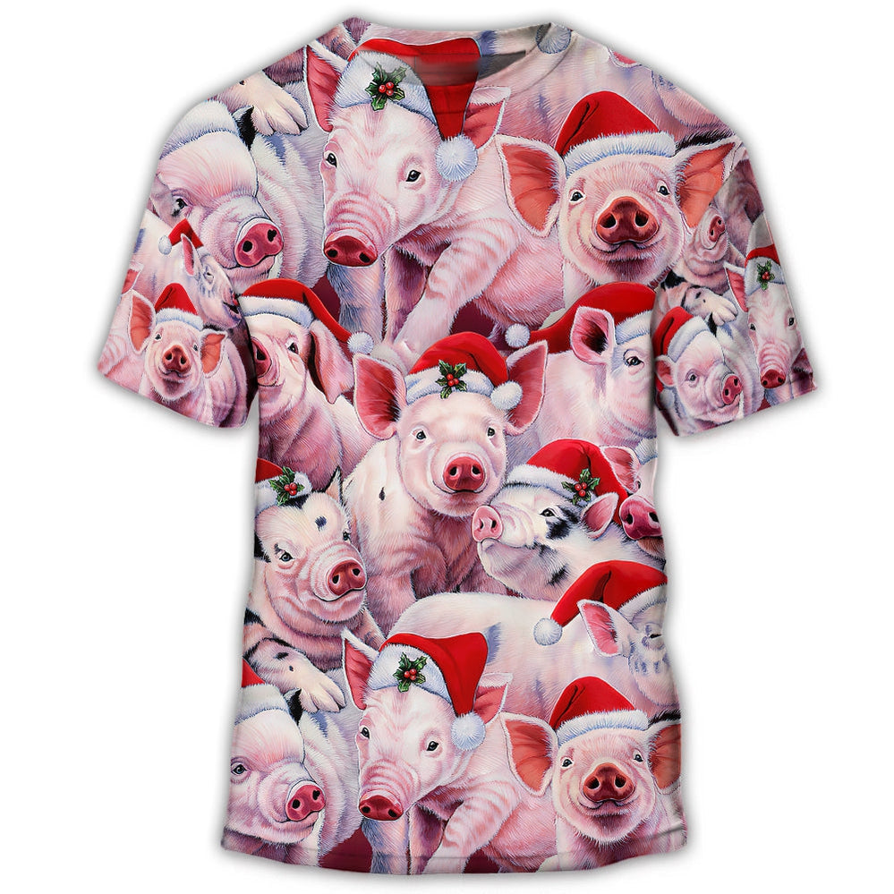 Christmas Piggies Funny Xmas Is Coming Art Style T-Shirt