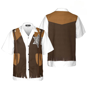 White Brown Cowboy Costume Cosplay - Hawaiian Shirt