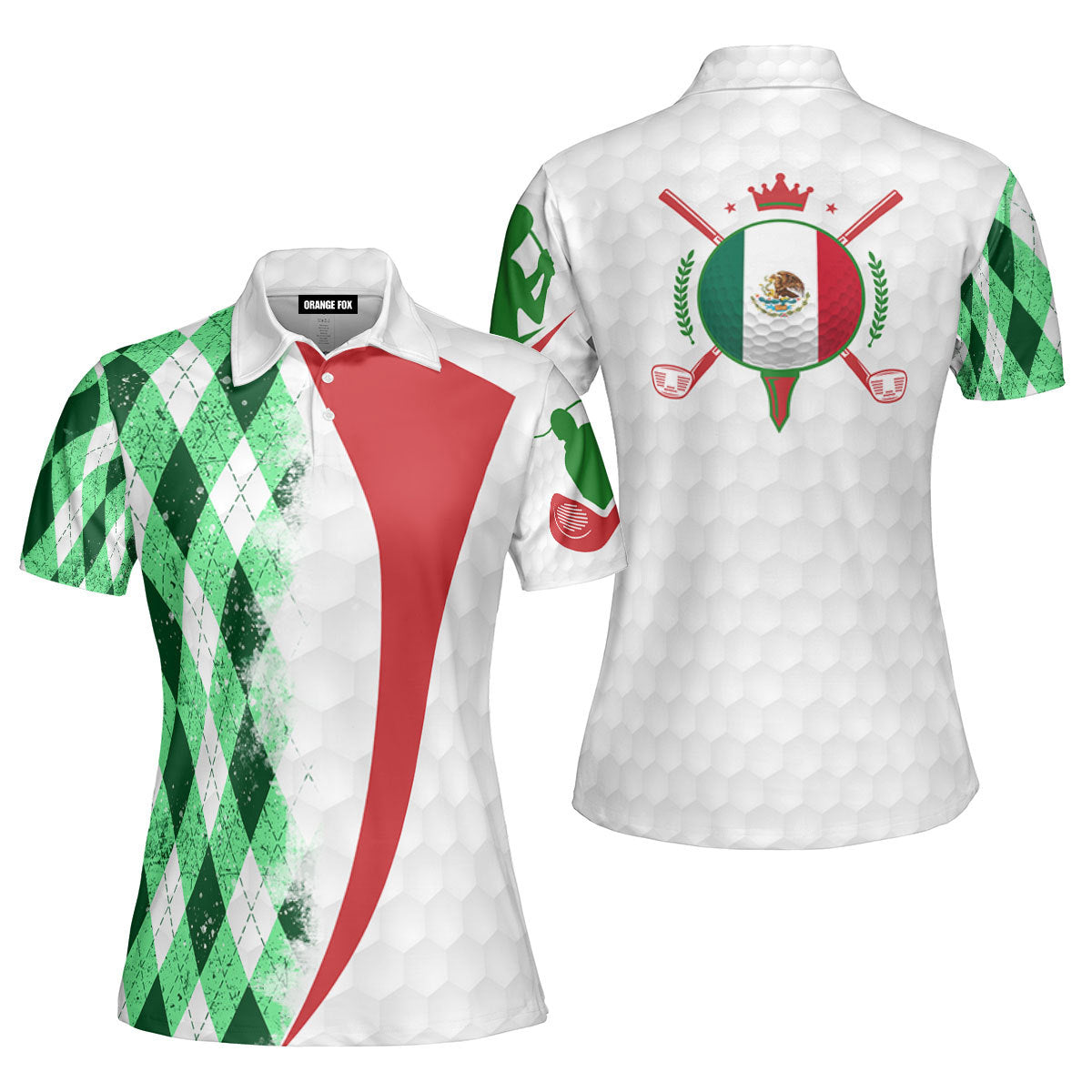 Mexico Golf Mexican Flag Green Red Polo Shirt