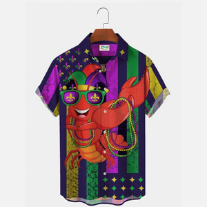 Holiday Mardi Gras Lobster Cartoon - Gift For Family, Friends - Hawaiian Shirt