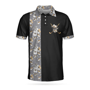 Luxury Golden Skull Black Golf Polo Shirt For Men