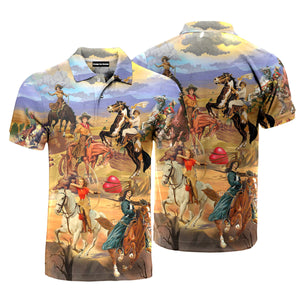 Texas Cowgirls Picture Polo Shirt For Men