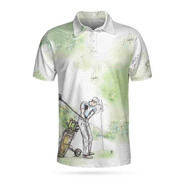 Golfer Painting Green Polo Shirt For Men