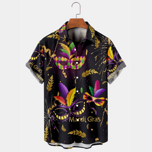 Mardi Gras Mask Fireworks - Gift For Family, Friends - Hawaiian Shirt