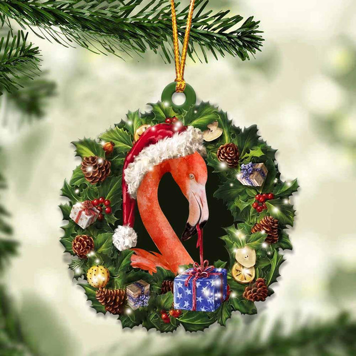 Flamingo And Christmas Ornament - Gift For Bird Lover