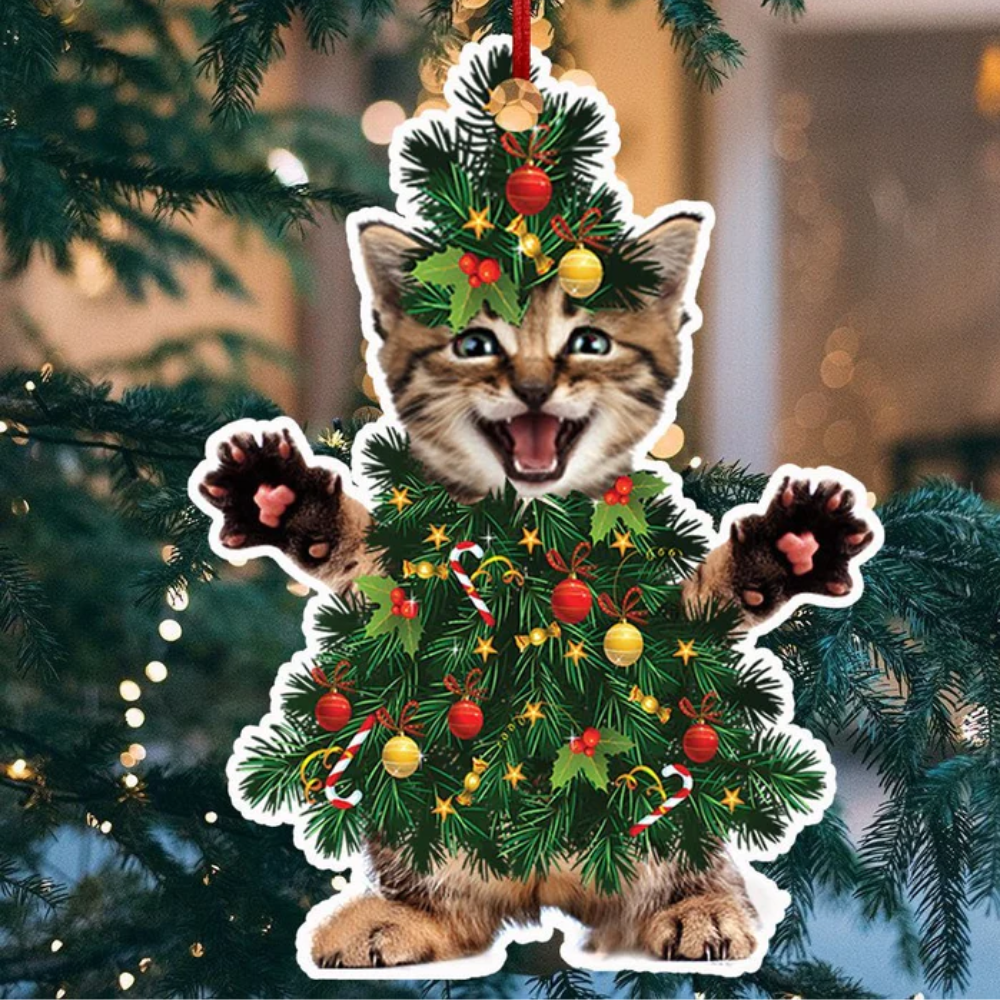 Cat Christmas Tree Cosplay Shape Ornament - Gift For Cat Lover