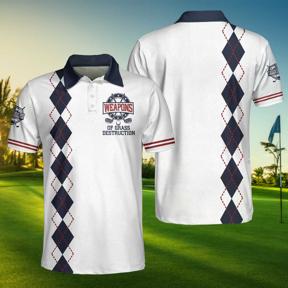 Weapons Of Grass Destruction Golf White Polo Shirt For Men