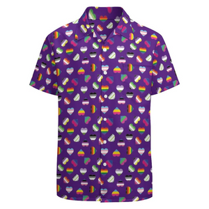 Pride Flag Heart LGBT Gay Trans Bi Ace Queer - Hawaiian Shirt