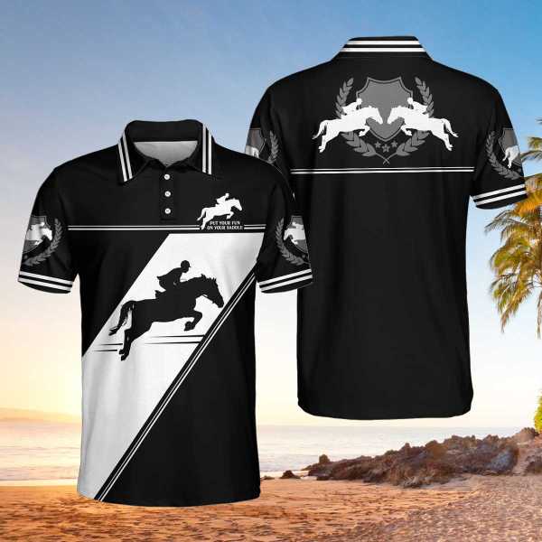 Put Your Fun On Your Saddle Horse Racing Polo Shirt For Men