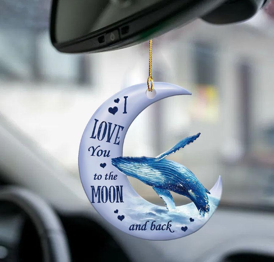 Whale Moon Back Whale Two Sided Ornament - Gift For Whale Lovers