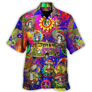 Mushroom Peace Life Be Hippie Amazing Style - Hawaiian Shirt