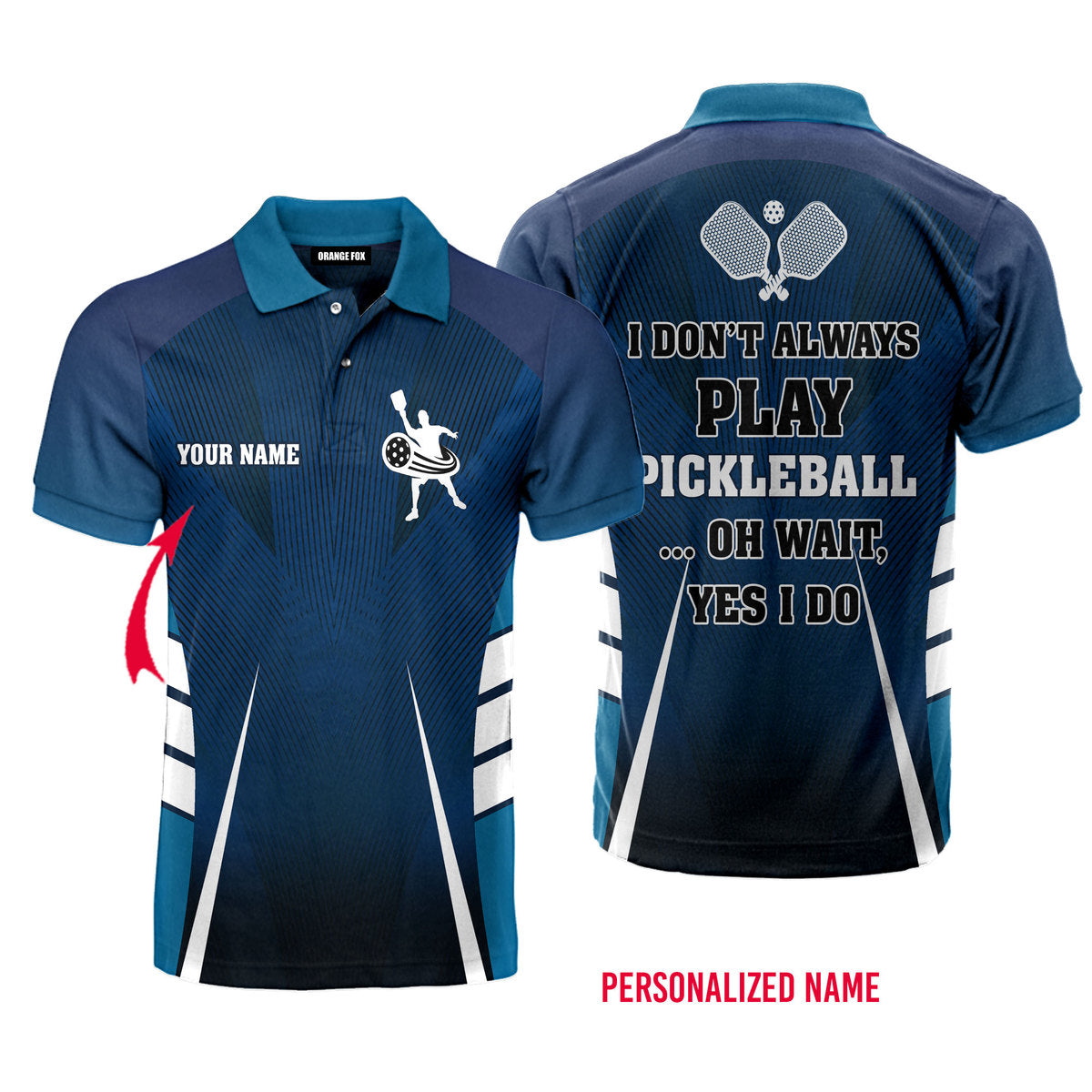 Personalized I Always Play Pickleball Blue Paddle Polo Shirt