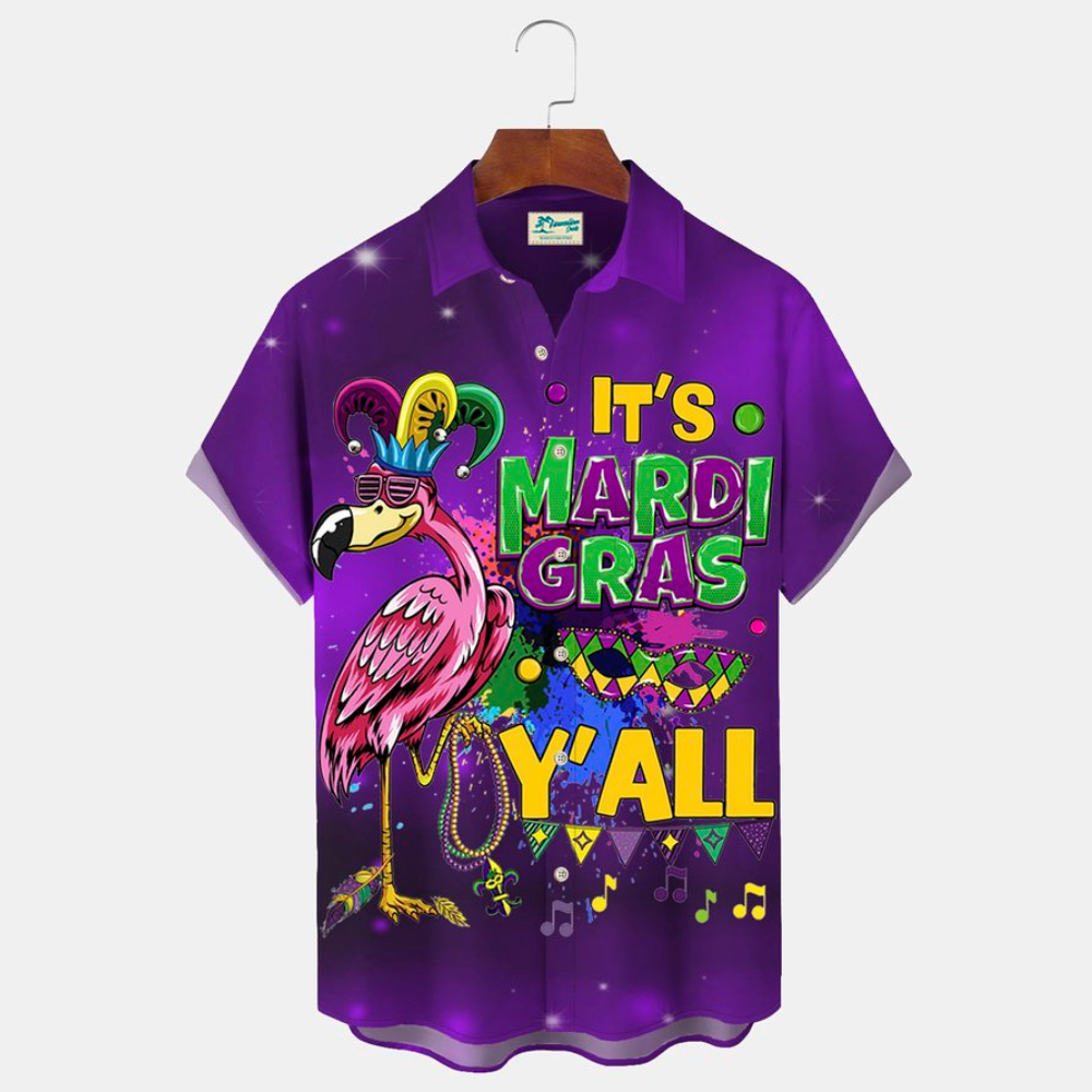 It's Mardi Gras Y'All Flamingo - Gift For Family, Friends - Hawaiian Shirt