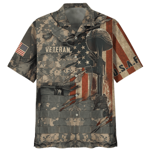 Veteran Air Force U.S.A.F Gun With Soldier - Hawaiian Shirt