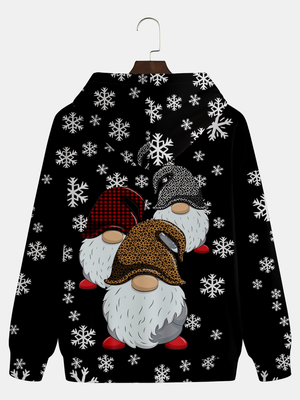 Christmas Santa Gnomes Snowflake Black - Hoodie