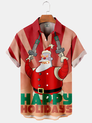 Christmas Robot Contrast Color Happy Holidays - Hawaiian Shirt