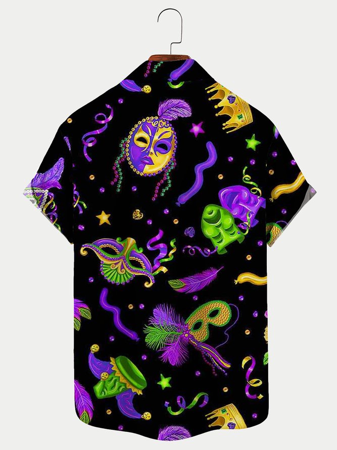 Mardi Gras Mask And Crown Colorful - Hawaiian Shirt