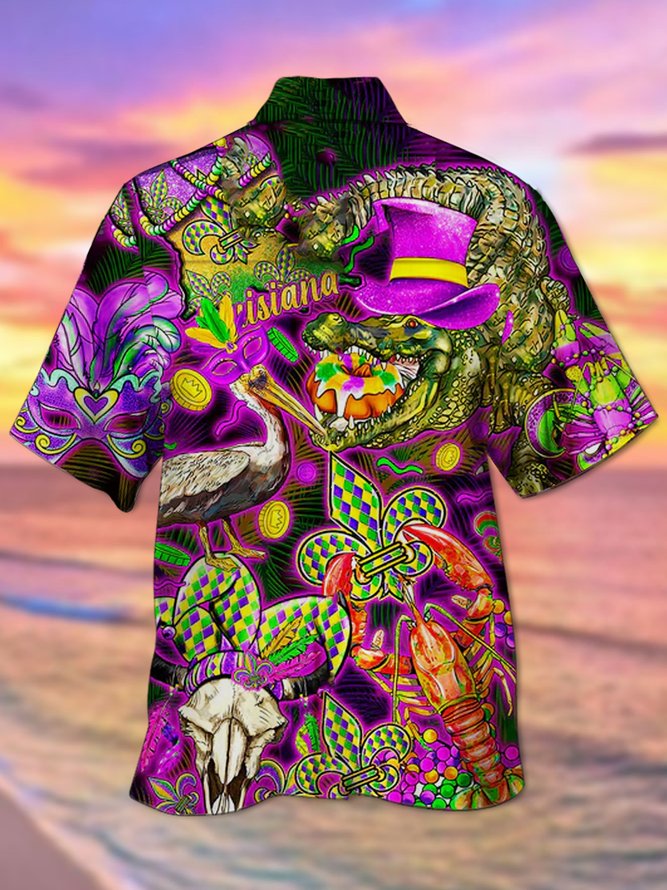 Mardi Gras Crocodile Lobster - Gift For Family, Friends - Hawaiian Shirt