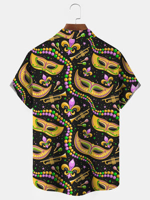 Mardi Gras Fleur Delis Trumpet And Mask - Hawaiian Shirt