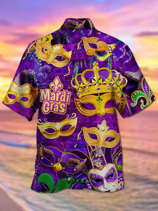 Mardi Gras Masks And Beads - Gift For Family, Friends - Hawaiian Shirt