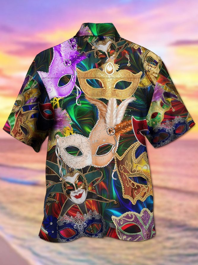 Mardi Gras Holiday Purple Art Mask Fun - Hawaiian Shirt