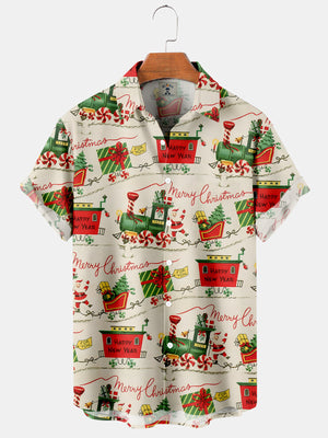 Christmas Fun Train Santa Claus Happy New Year - Hawaiian Shirt