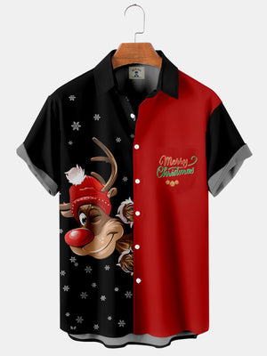 Christmas Fun Elk Print Casual - Hawaiian Shirt