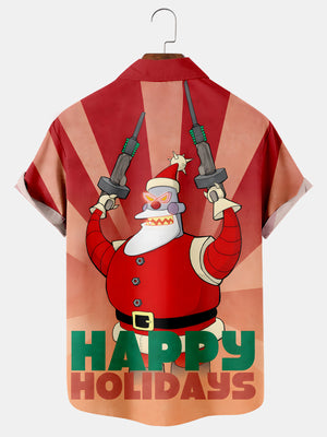 Christmas Robot Contrast Color Happy Holidays - Hawaiian Shirt