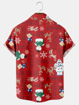 Christmas Cute Elk And Snow Monster - Hawaiian Shirt