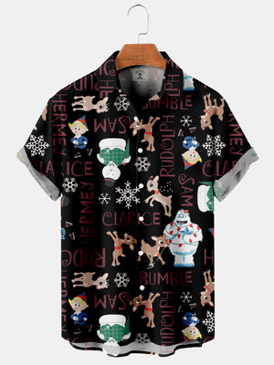 Christmas Cute Elk And Snow Monster - Hawaiian Shirt