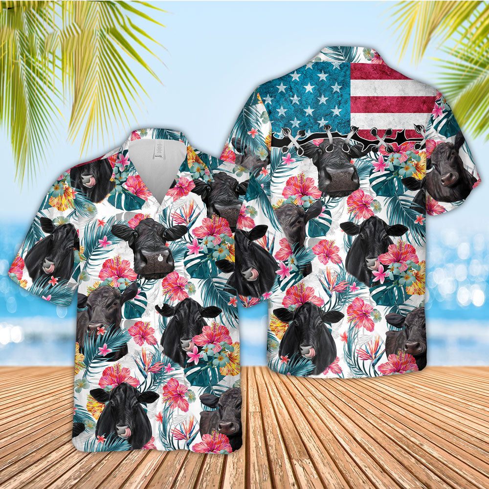 Unique Black Angus Happiness - Hawaiian Shirt