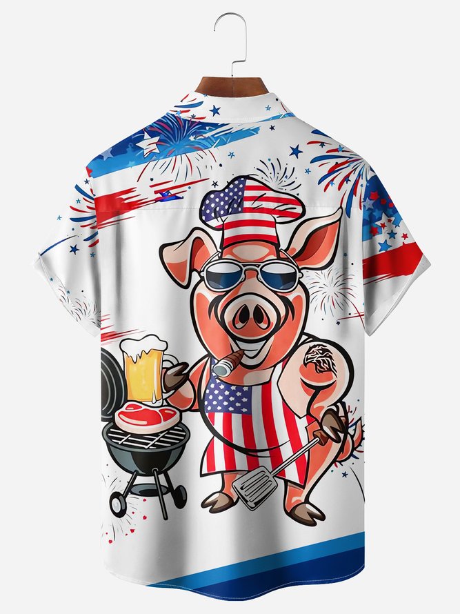 Big Size BBQ Chef Pig Cute White - Hawaiian Shirt