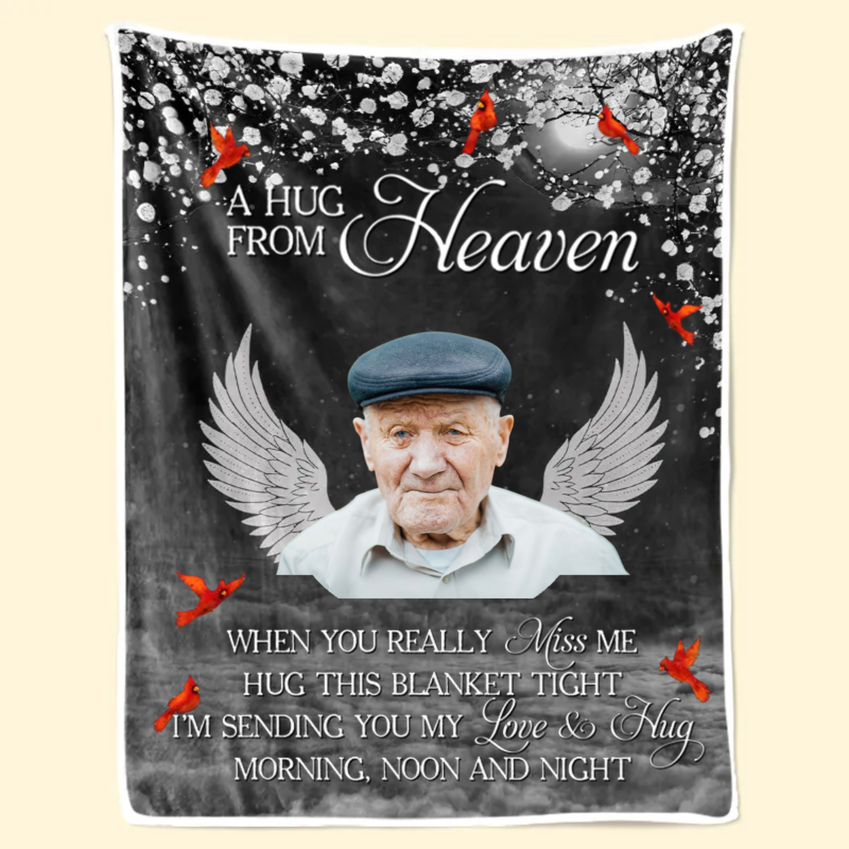 Custom Photo I'm Sending You My Love And Hug Cardinal Pattern - Memorial Gift For Family Members - Personalized Blanket