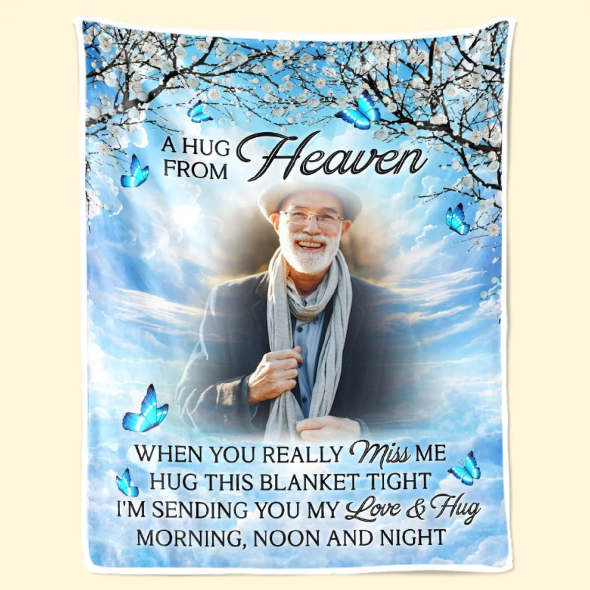 Custom Photo Kisses From Heaven - Memorial Gift For Family Members - Personalized Blanket